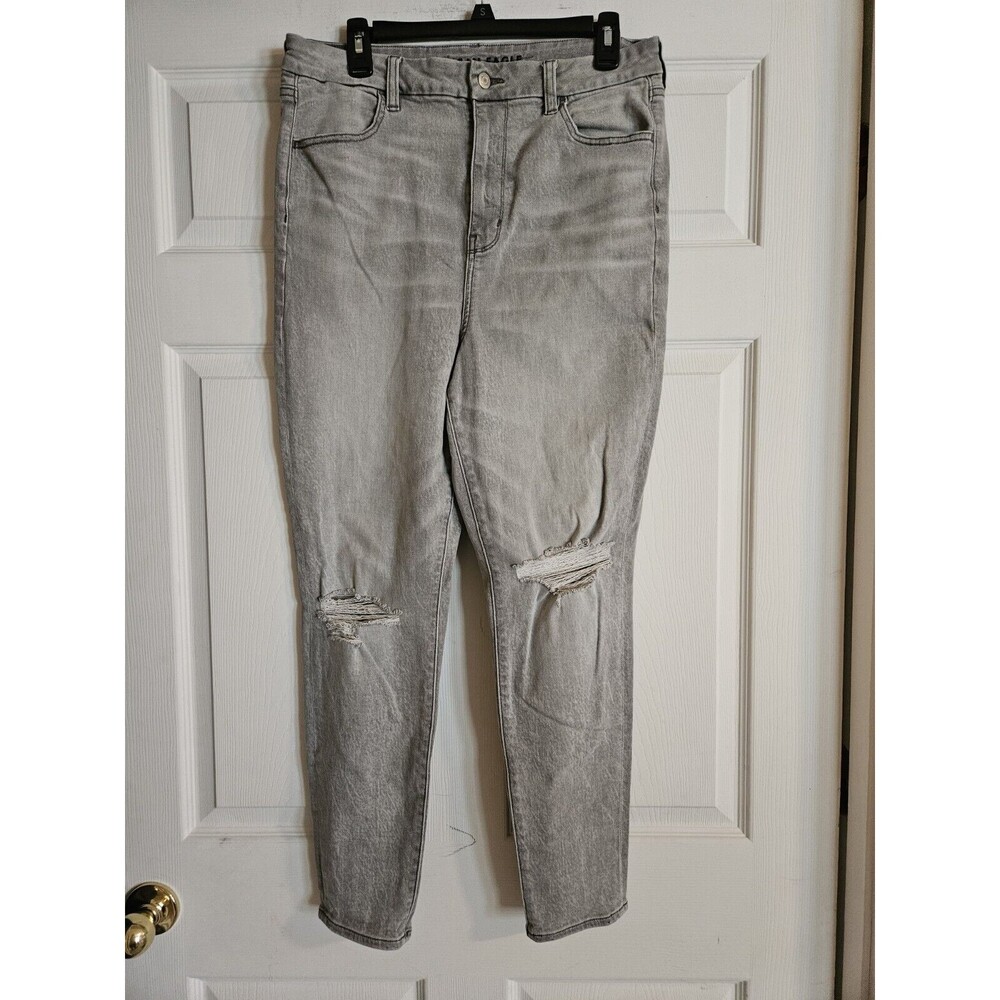 American Eagle Outfitters Curvy Highest Rise Distressed Gray Jegging 14